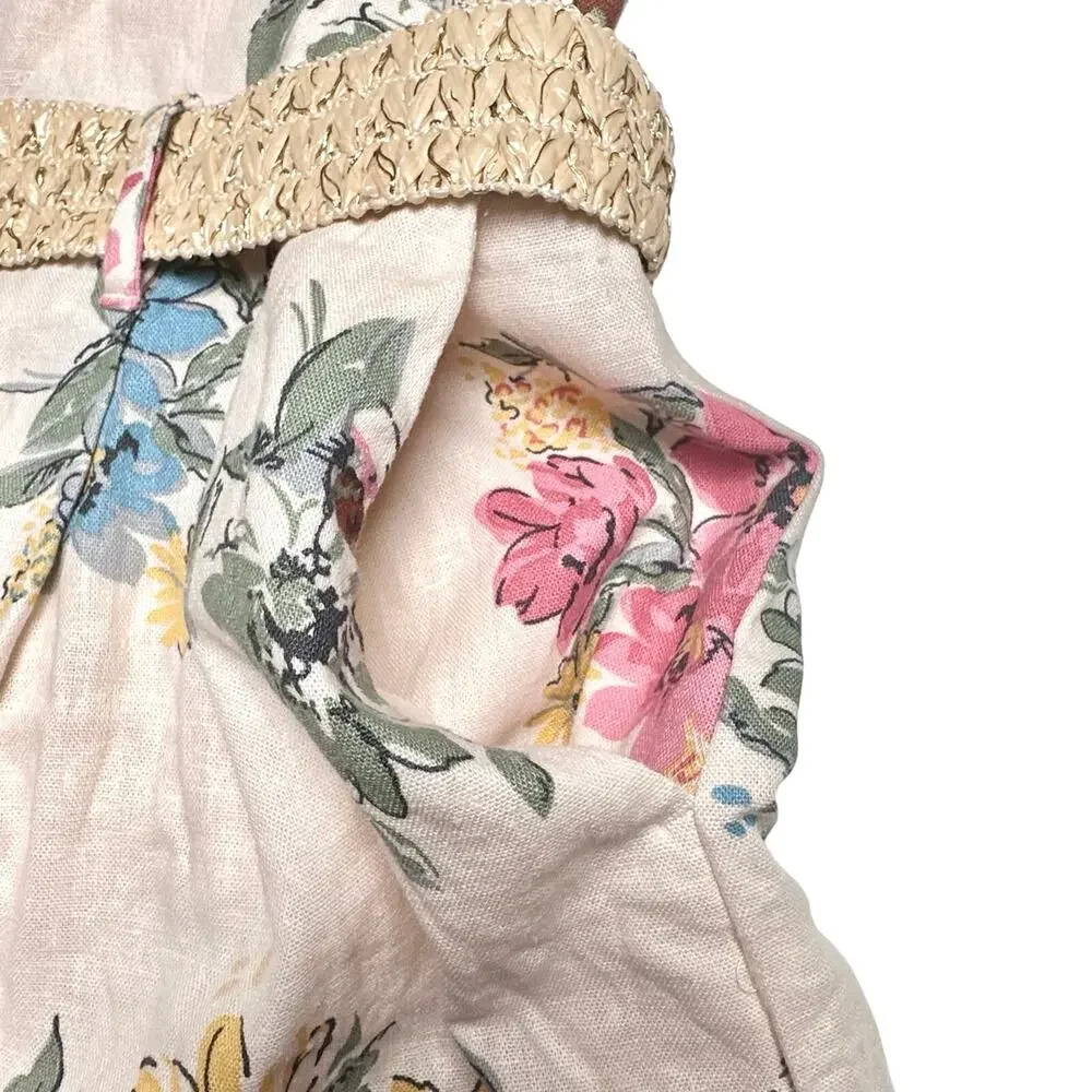 House of Harlow 1960 | Women | Floral Linen Blend Halter Belted Romper | Sz 12